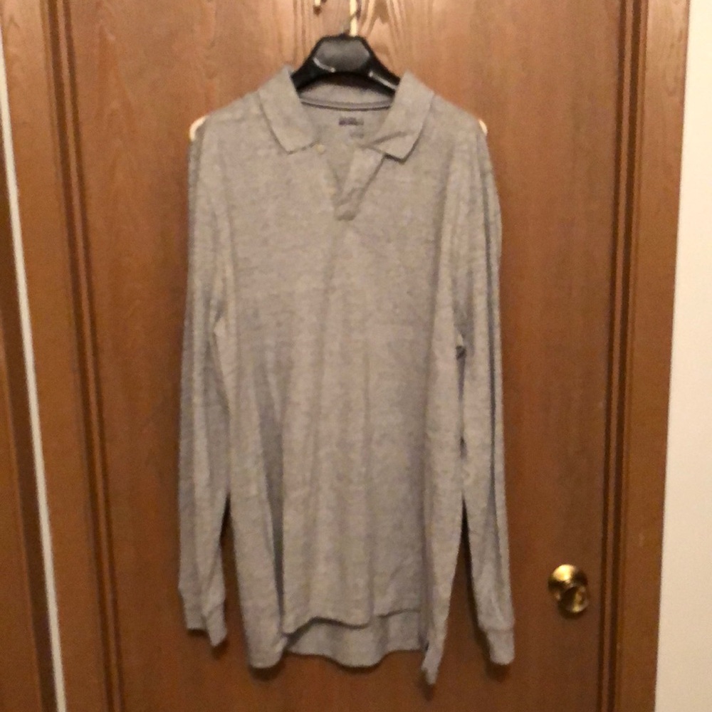 Men’s long sleeve gray polo shirt , never warn xl tall